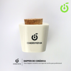 VASO DAPPEN DE CERAMICA TRAPEZOIDE BLANCO CON TAPA CORCHO CHERIMOYA BH017063