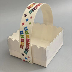 Mini Pack x 6 u CANASTITAS BANDERINES HAPPY BIRTHDAY (10x10x5 cm) CON tapa transparente en internet