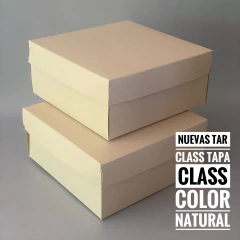 MINI PACK x 2 u TAR Class tapa Class (28x28x11cm) CAJA PARA DESAYUNOS / TORTAS de 1 piso - Nuevo ! (color natural)
