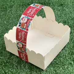 MINI PACK x 6 u NAVIDAD 02 - CANASTITAS NAVIDAD (12x12x5 cm) sin tapa MERRY CHRISTMAS (fondo rojo) - comprar online