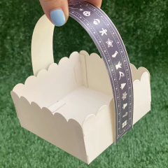 MINI PACK x 6 u NAVIDAD 05 - CANASTITAS NAVIDAD (10x10x5 cm) sin tapa fondo GRIS con detalles Navideños en blanco - wincopack