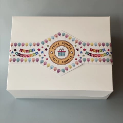MINI PACK x 2 u DELY 30 sin visor (30x22x10 cm) con faja Ilustrada "Feliz Cumple - Globos"