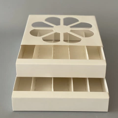 Mini Pack x 2 u CAJONERA DOBLE CON VISOR FLOR Y DIVISIONES (17x17x6.5 cm) BOMBONES /CHOCOLATES - wincopack