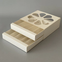 Mini Pack x 2 u CAJONERA DOBLE CON VISOR FLOR Y DIVISIONES (17x17x6.5 cm) BOMBONES /CHOCOLATES - comprar online