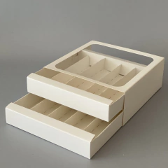 Mini Pack x 2 u CAJONERA DOBLE CON VISOR CUADRADO y DIVISIONES (17x17x6.5 cm) Para BOMBONES /CHOCOLATES - wincopack