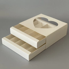 Mini Pack x 2 u CAJONERA DOBLE CON VISOR CORAZON Y DIVISIONES (17x17x6.5 cm) BOMBONES /CHOCOLATES - comprar online