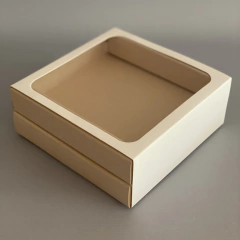 MINI PACK x 2 u CAJONERA DOBLE CON VISOR CUADRADO (17x17x6.5 cm) BOMBONES /CHOCOLATES - Nuevo ! con Cajón color natural - wincopack