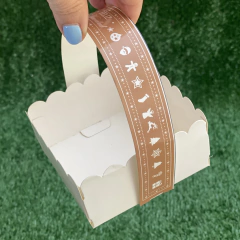 MINI PACK x 6 u NAVIDAD 06 - CANASTITAS NAVIDAD (10x10x5 cm) sin tapa fondo CHAMPAGNE con detalles Navideños en blanco en internet