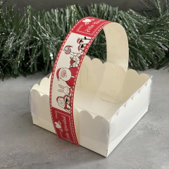 MINI PACK x 6 u NAVIDAD 01 - CANASTITAS NAVIDAD (10x10x5 cm) CON TAPA, PAPÁ NOEL (fondo rojo)