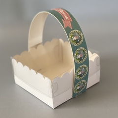 MINI PACK x 6 u CANASTITAS PASCUA CELESTE (10x10x5 cm) CON tapa transparente