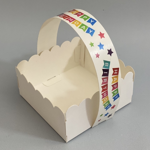 Mini Pack x 6 u CANASTITAS BANDERINES HAPPY BIRTHDAY (10x10x5 cm) sin tapa