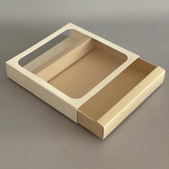 MINI PACK x 2 u CAJONERA SIMPLE CON VISOR CUADRADO (17x17x3 cm) BOMBONES /CHOCOLATES - Nueva! Cajón color Natural