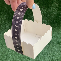 MINI PACK x 6 u NAVIDAD 05 - CANASTITAS NAVIDAD (10x10x5 cm) sin tapa fondo GRIS con detalles Navideños en blanco - comprar online