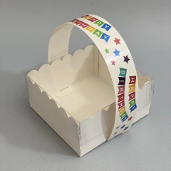 Mini Pack x 6 u CANASTITAS BANDERINES HAPPY BIRTHDAY (10x10x5 cm) CON tapa transparente - comprar online