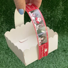 MINI PACK x 6 u NAVIDAD 03 - CANASTITAS NAVIDAD (10x10x5 cm) sin tapa PAPÁ NOEL (fondo rojo y gris) en internet