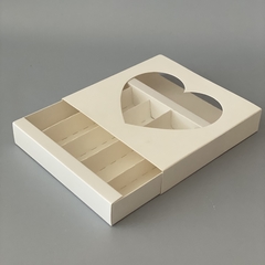 Mini Pack x 2 u CAJONERA SIMPLE CON VISOR CORAZON + DIVISIONES(17x17x3 cm) BOMBONES /CHOCOLATES - tienda online