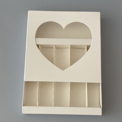 Mini Pack x 2 u CAJONERA SIMPLE CON VISOR CORAZON + DIVISIONES(17x17x3 cm) BOMBONES /CHOCOLATES - wincopack