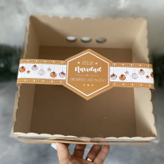 MINI PACK x 2 u DRIP BOX 12 (25x25x12 cm) + FAJA ILUSTRADA NAVIDEÑA Oro & Plata - wincopack