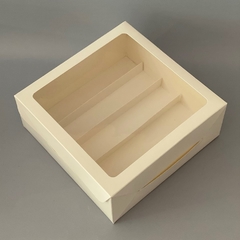 Pack x 2 u DELY 25 V + DIVISIONES PLEGABLES (25x25x 10 cm) CAJA DEGUSTACION / PETIT FOURS / DESAYUNOS - wincopack