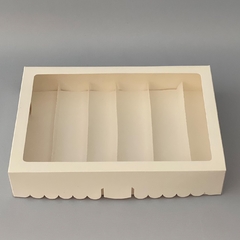 Imagen de Pack x 2 u BOX PREMIUM DEGUSTACION con VISOR y DIVISIONES (29.5x20.5x5 cm) (Modelo DONUTS V + DIV)