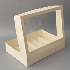 Pack x 2 u BOX PREMIUM DEGUSTACION con VISOR y DIVISIONES (29.5x20.5x5 cm) (Modelo DONUTS V + DIV) - tienda online