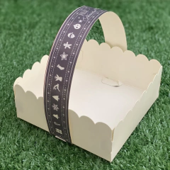 MINI PACK x 6 u NAVIDAD 05- CANASTITAS NAVIDAD (12x12x5 cm) sin tapa fondo GRIS con Detalles en blanco - wincopack