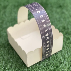 MINI PACK x 6 u NAVIDAD 05 - CANASTITAS NAVIDAD (10x10x5 cm) sin tapa fondo GRIS con detalles Navideños en blanco