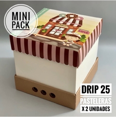 MINI PACK x 2 u DRIP BOX 25 - PASTELERAS (25x25x25 cm) CONTIENE MUCHO AMOR Nuevo!