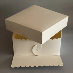MINI PACK x 2 u TAR TAPA CARTULINA BLANCA SIN VISOR (28x28x11 cm) CAJA PARA TORTAS / TARTAS