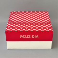 Mini Pack x 2 u FELIZ 06 - OPEN 12 CORAZONES FUXIA - FELIZ DIA (25x25x12 cm) CAJA SORPRESA en internet