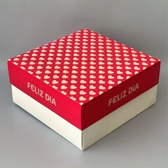 Mini Pack x 2 u FELIZ 06 - OPEN 12 CORAZONES FUXIA - FELIZ DIA (25x25x12 cm) CAJA SORPRESA