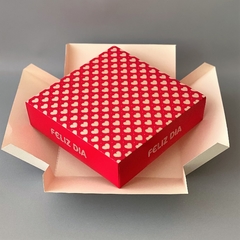 Mini Pack x 2 u FELIZ 06 - OPEN 12 CORAZONES FUXIA - FELIZ DIA (25x25x12 cm) CAJA SORPRESA - wincopack
