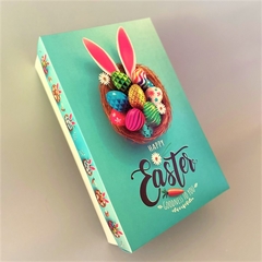 Mini Pack Medio Huevo PASCUAS 15 cm - Pack x 2 u PASCUAS 03 - OPEN M - H1 C + Pétalos Oro (25x15x7.5 cm) Con Cajita Extraíble + 4 Pétalos oro para TRUFAS / BOMBONES / BRIGADEIROS - tienda online