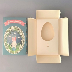 Mini Pack Medio Huevo PASCUAS 15 cm - Pack x 2 u PASCUAS 02 - OPEN M - H1 : Caja SORPRESA (25x15x7.5 cm) con ranura para cucharita