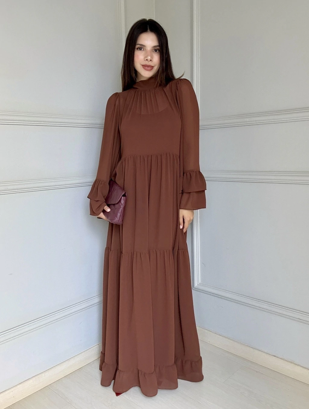 VESTIDO ANTONELLA MARROM