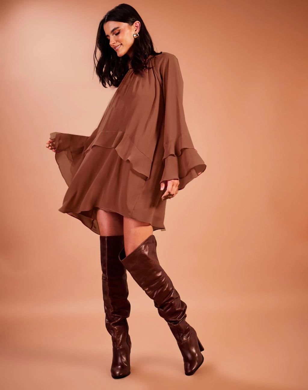 VESTIDO PAMELA MARROM