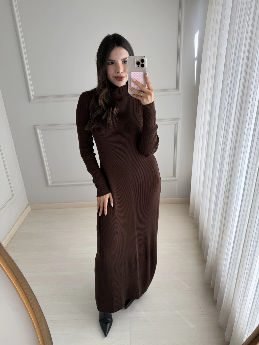 VESTIDO TRICOT AGDA MARROM