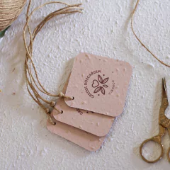 TAG PLANTÁVEL - PAPEL SEMENTE 6x6CM BORDAS REDONDAS - PERSONALIZADA na internet