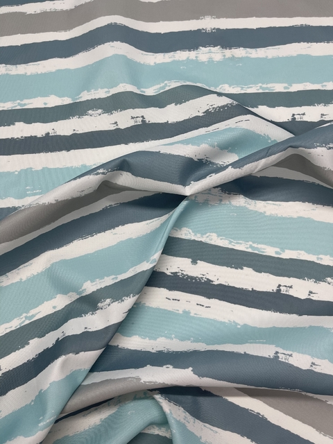 Gabardina Acrílica IMPERMEABLE - Degrade Rayas Celeste