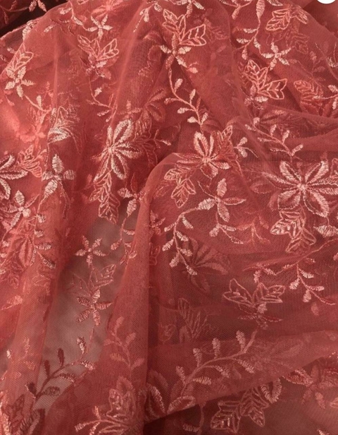 Tull Bordado - Coral