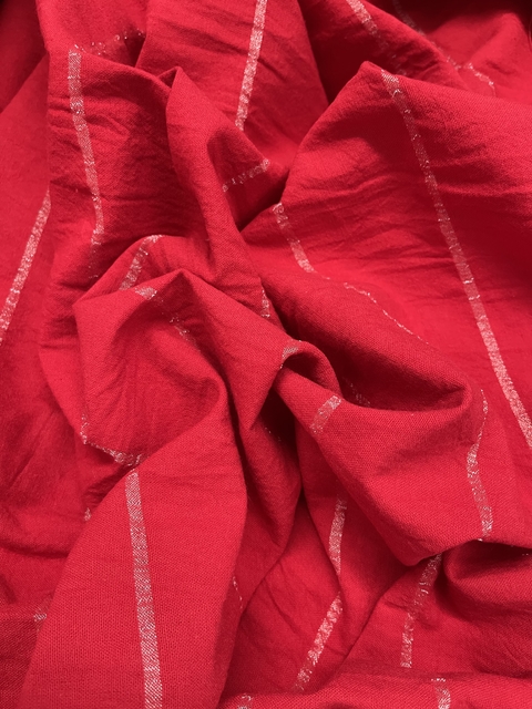 Tusor 1,45 ancho liviano - Rojo Raya Dorada