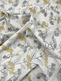 Gabardina Estampada - Ramitos Mostaza y Gris - comprar online