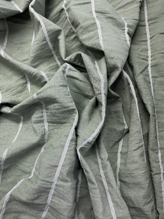 Tusor Washed 1,45 Ancho - Raya Fondo Verde