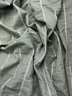 Tusor Washed 1,45 Ancho - Raya Fondo Verde
