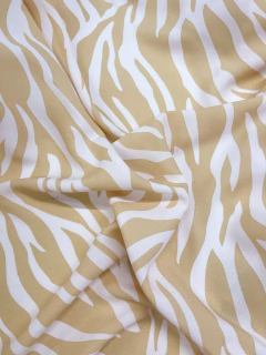 Poplín Fibrana - Zebra Beige y Rosa