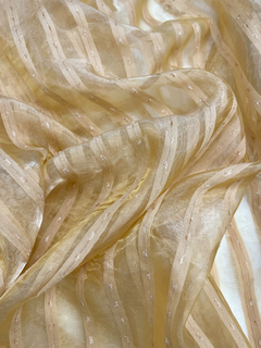 Voile 3 de ancho - Dorado Rayado con Pintitas