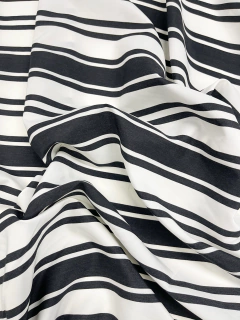 Seda Estampada - Rayado Blanco y Negro