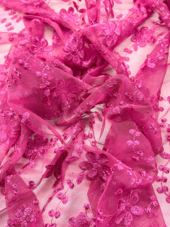 Tull Bordado - Fucsia