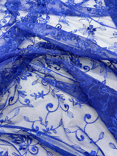 Tull Bordado - Azul Francia