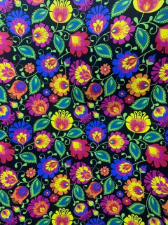 Gabardina Estampada - Mexicano Fondo Negro